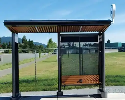 Why do smart electronic bus stop signs use solar panels?